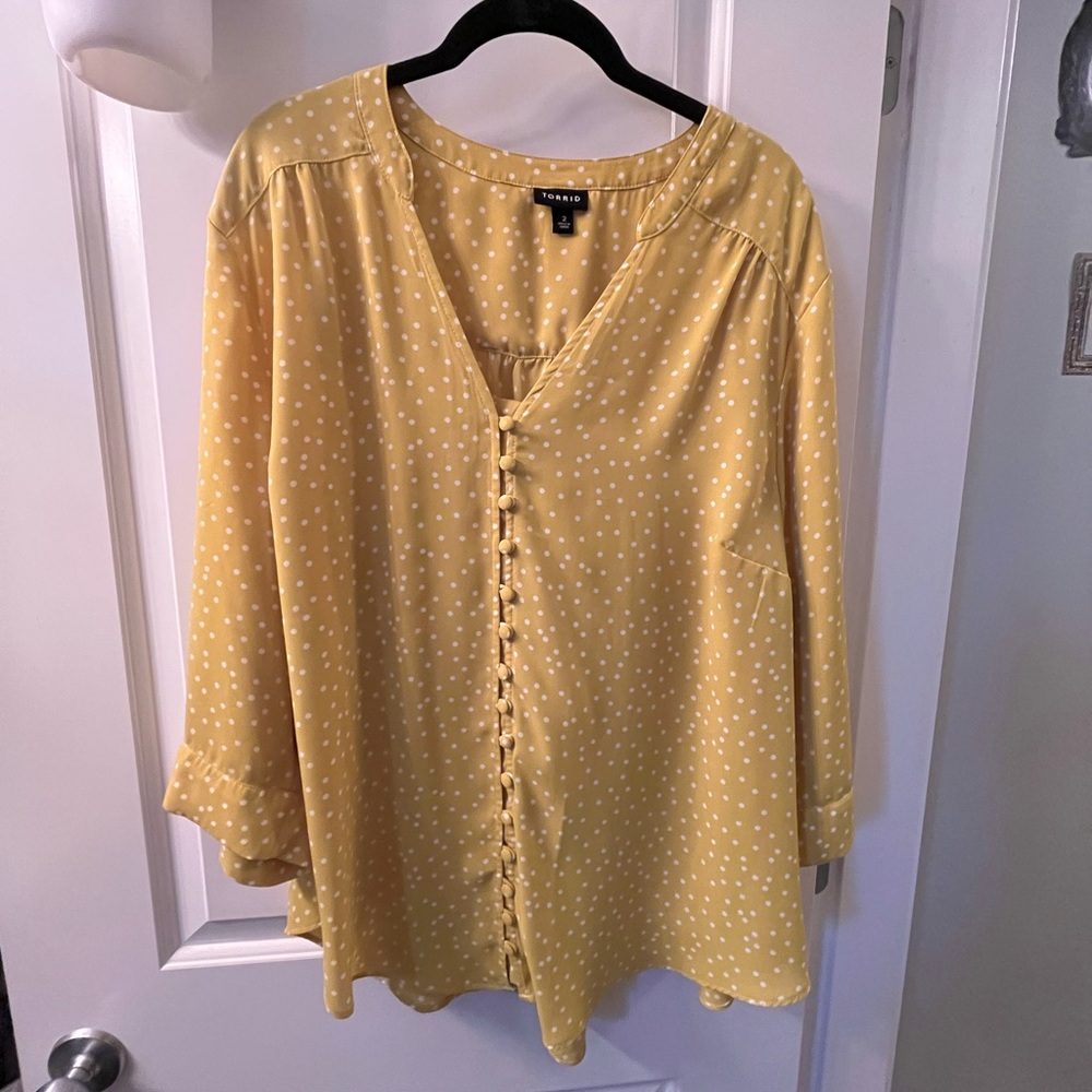 Torrid yellow Polka Dot Blouse